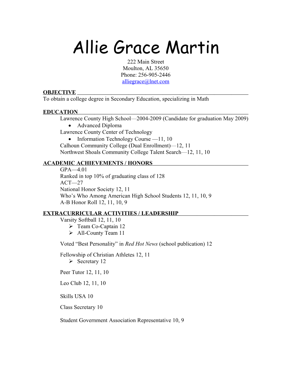 Allie Grace Martin