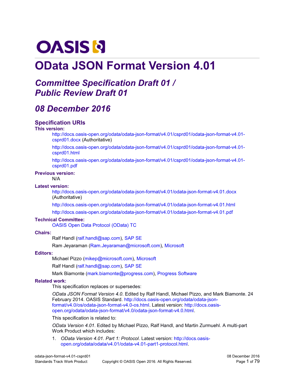 Odata JSON Format Version 4.01