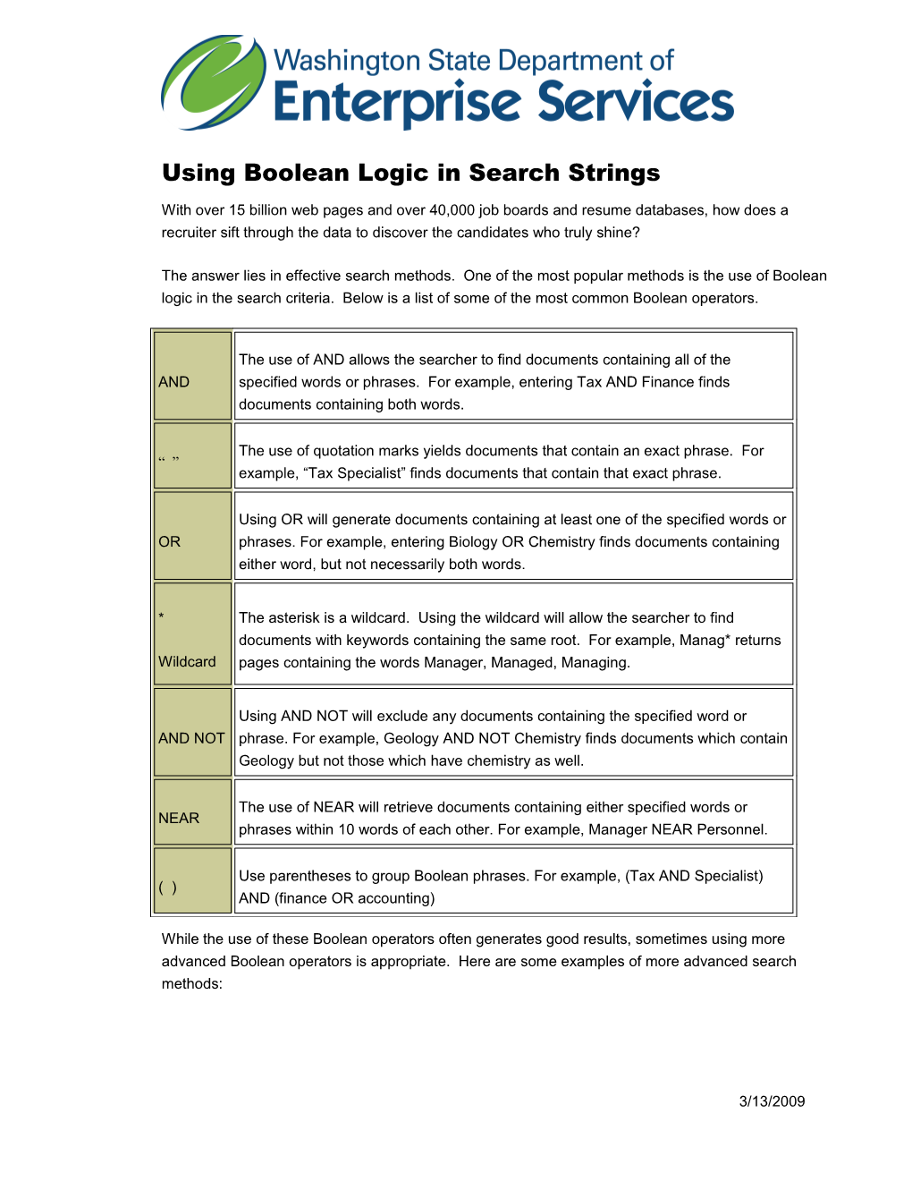 Boolean Logic-Search Strings