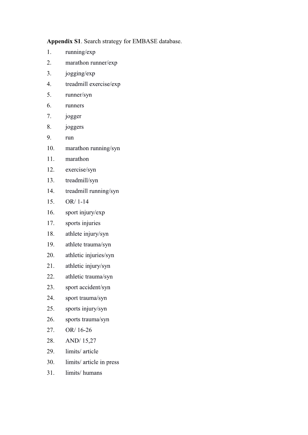 Appendix S1.Search Strategy for EMBASE Database