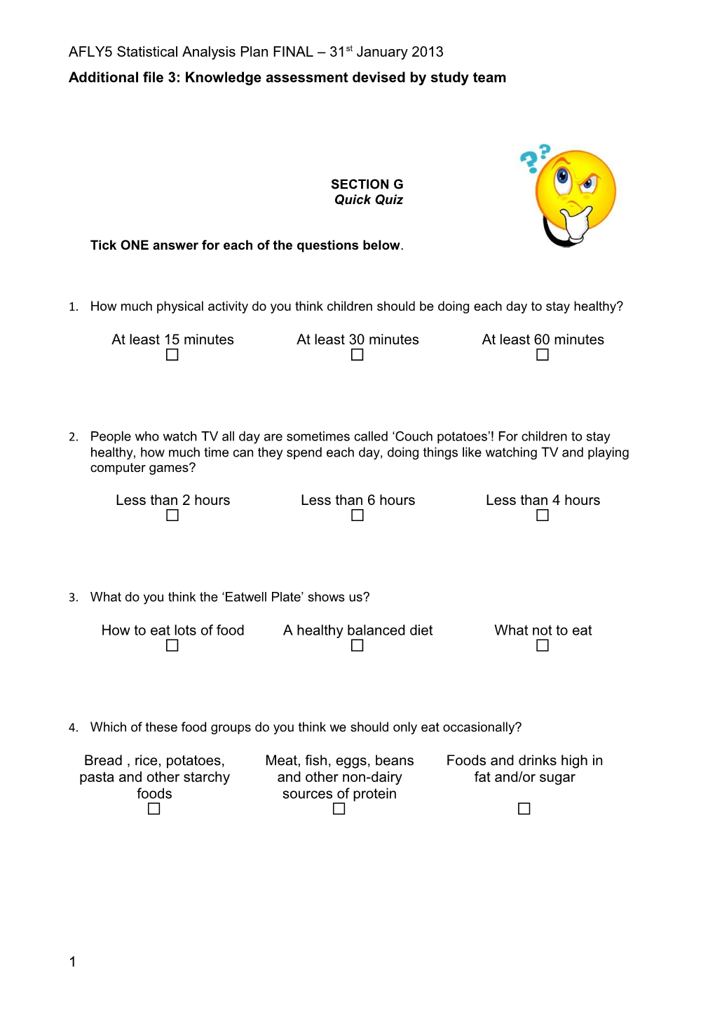 Additional File3: Knowledge Assessment Devised by Study Team