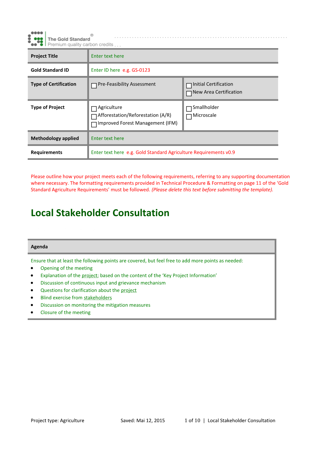 Local Stakeholder Consultation