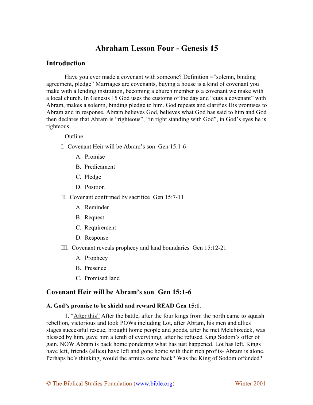 Abraham Lesson Four - Genesis 15