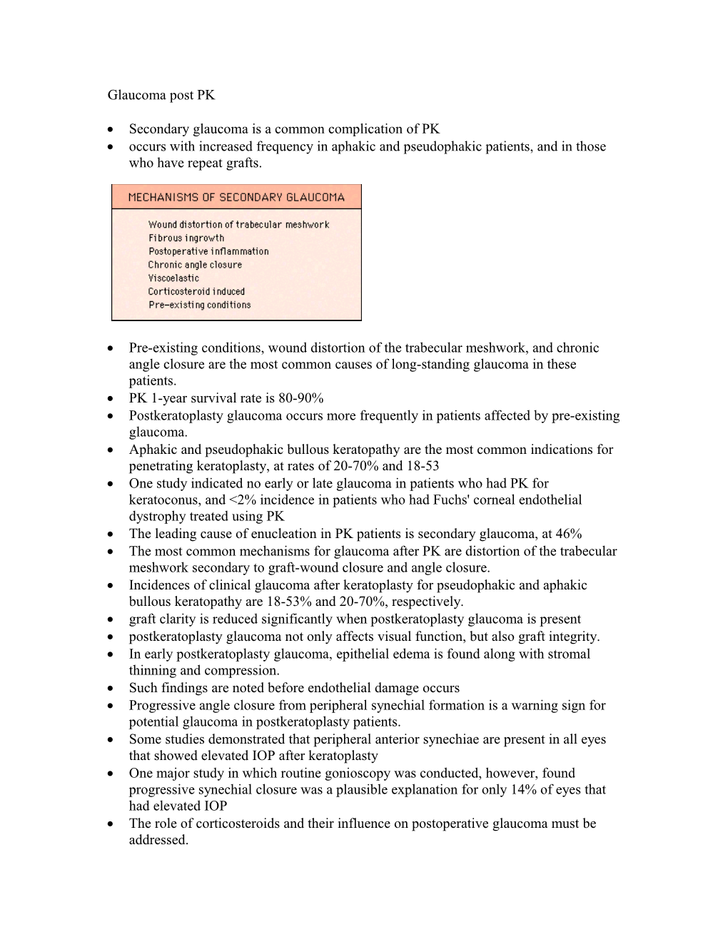 Glaucoma Post Penetrating Keratoplasty (PK)