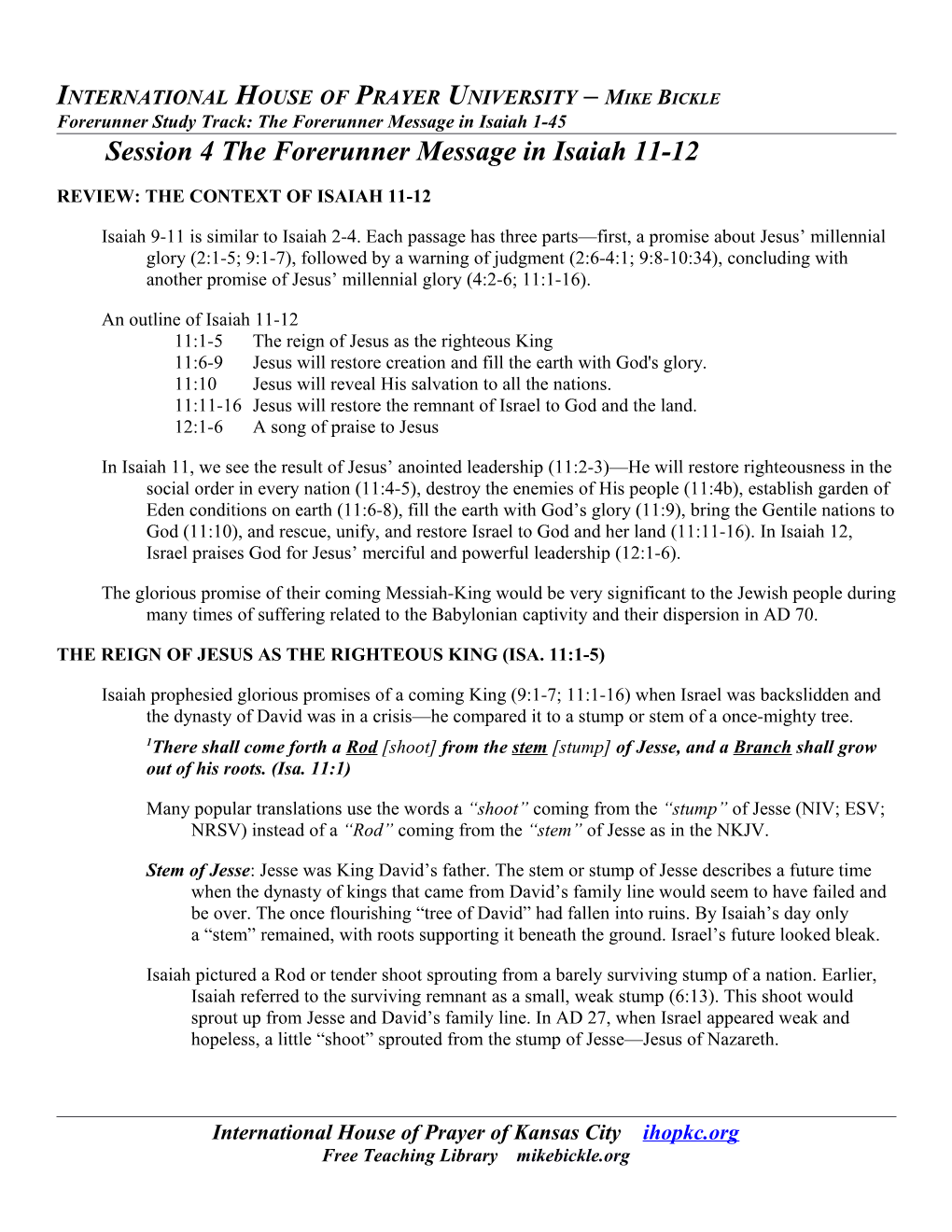 Session 4 the Forerunner Message in Isaiah 11-12