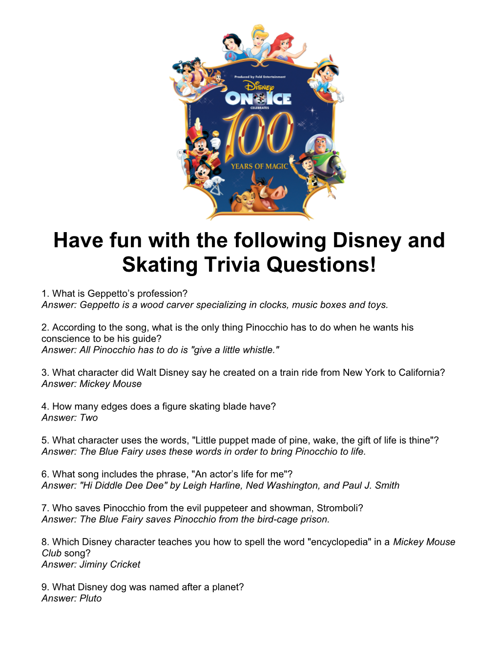 Have Fun with the Following Disney and Skating Trivia Questions!