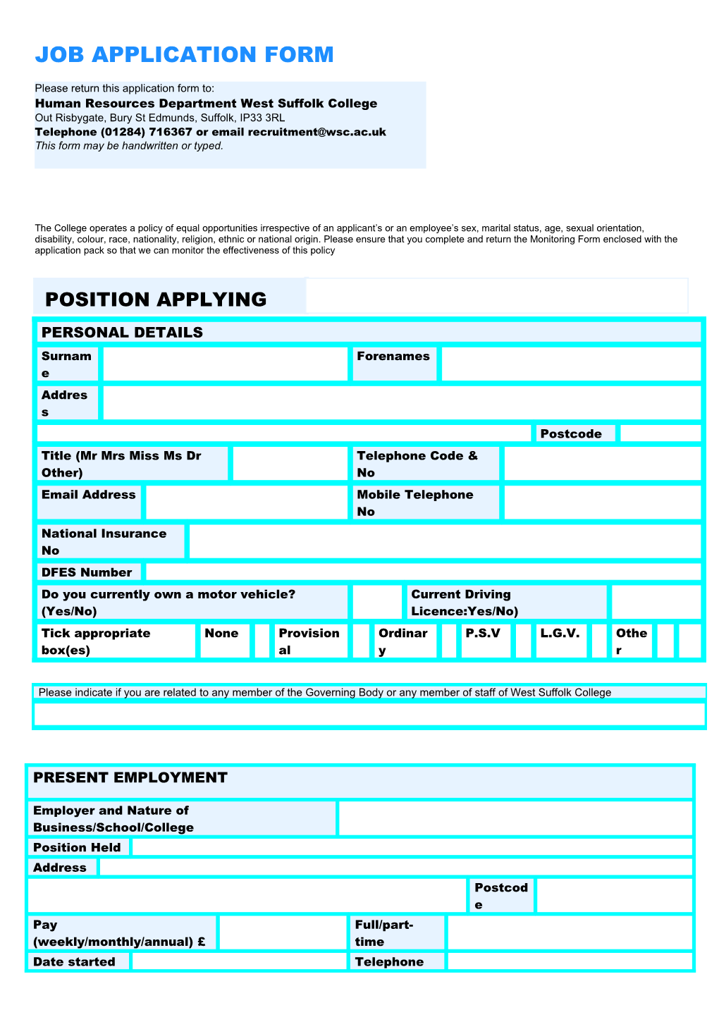 Job Application Form s21