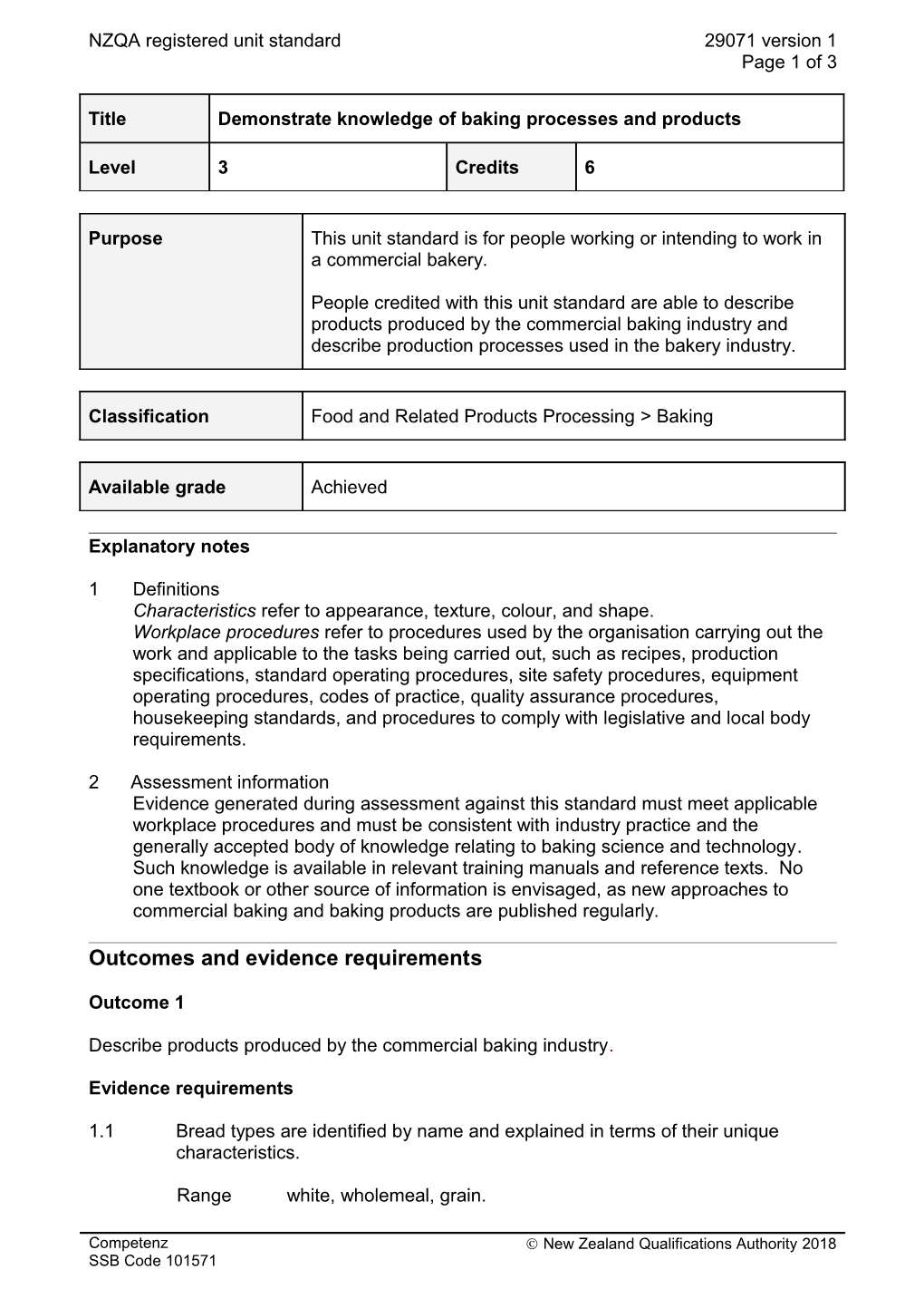 29071 Demonstrate Knowledge of Baking Processes and Products