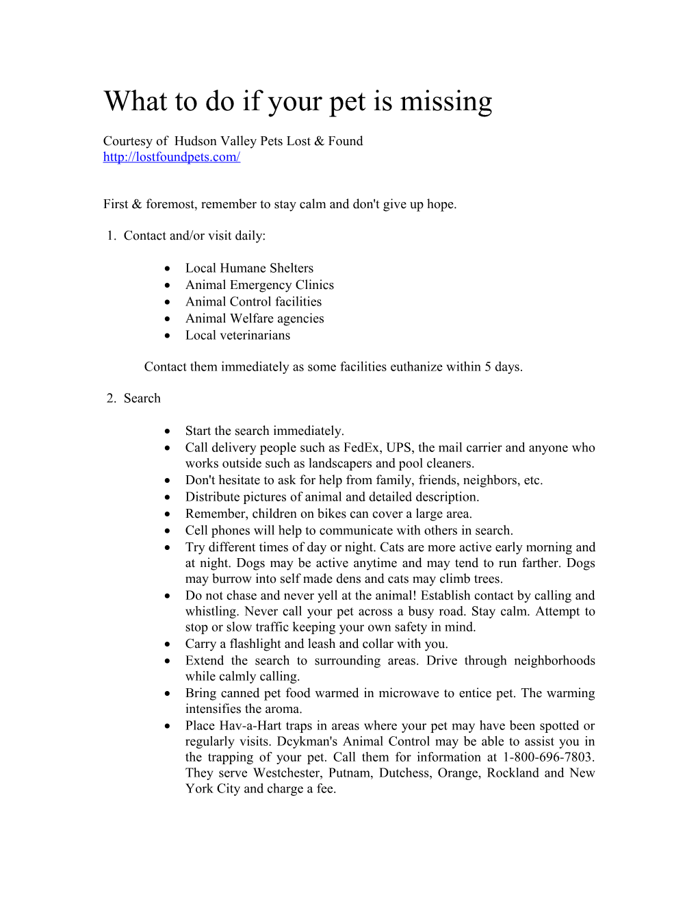 What to Do If Your Pet Is Missing