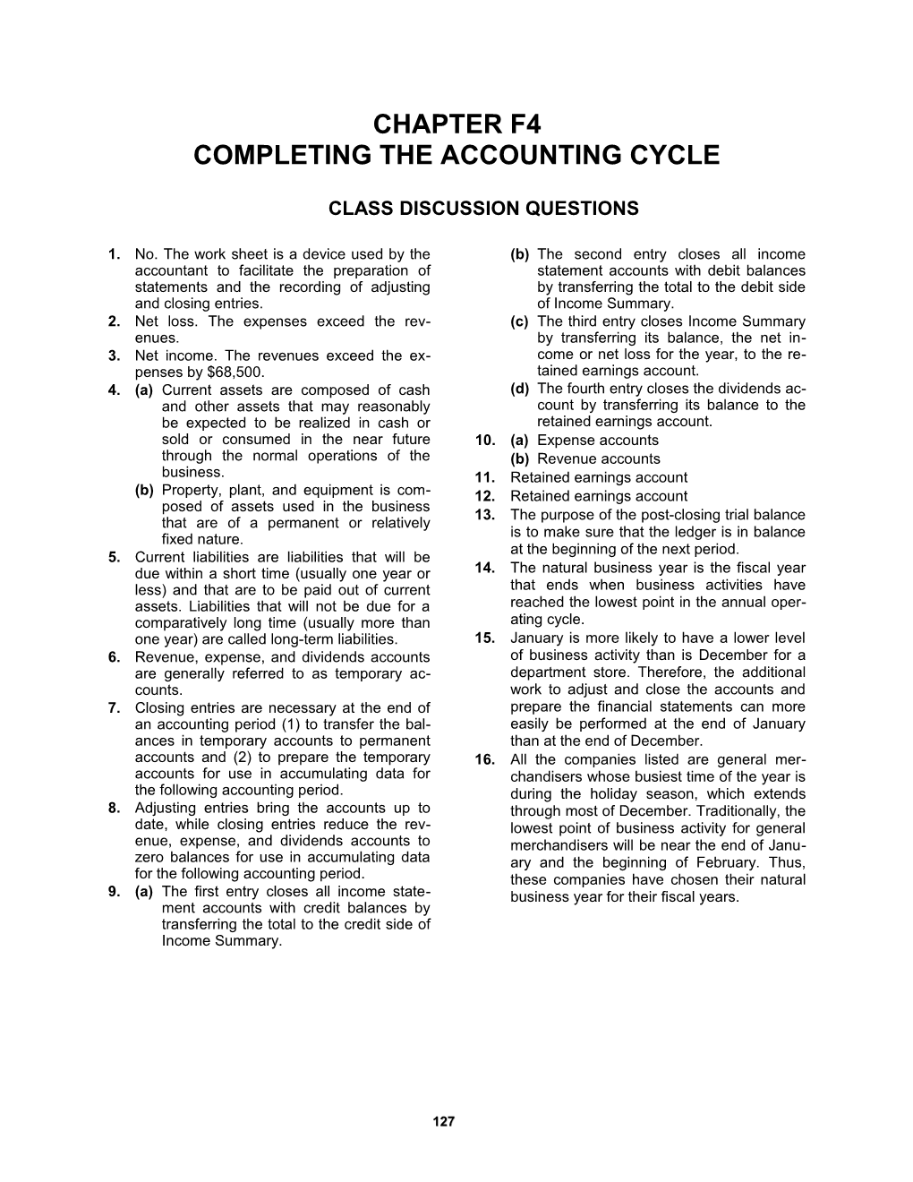 Chapter F4completing the Accounting Cycle