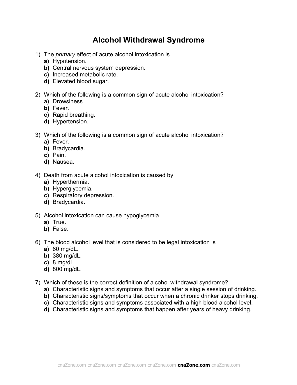 Alcohol Withdrawal Syndrome