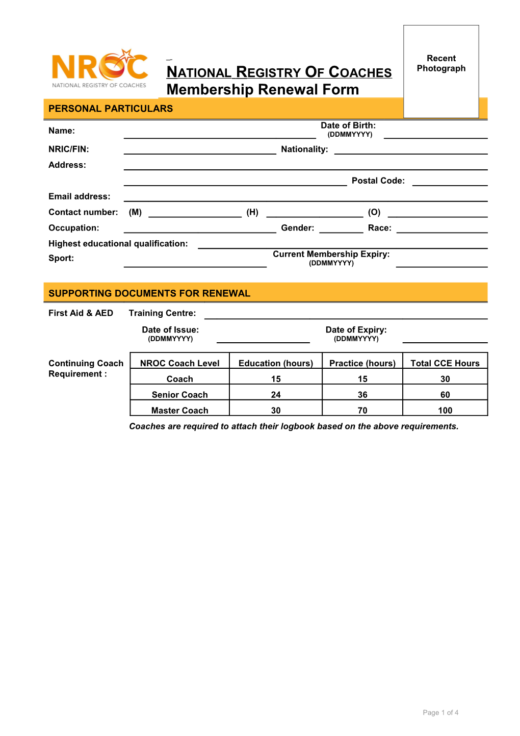 Individual Membership Application Form Template