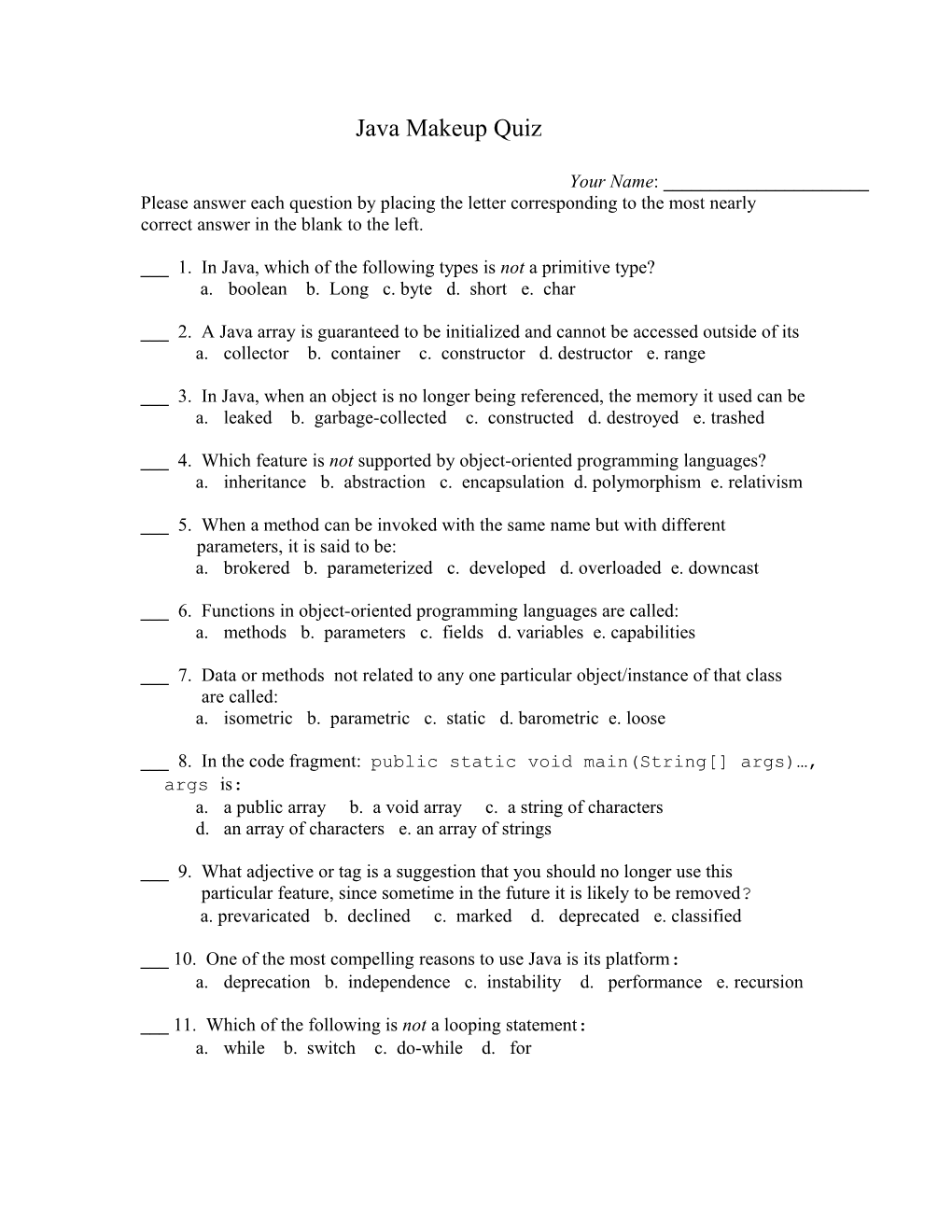 CSCI 3231 Final Examination Spring 2004