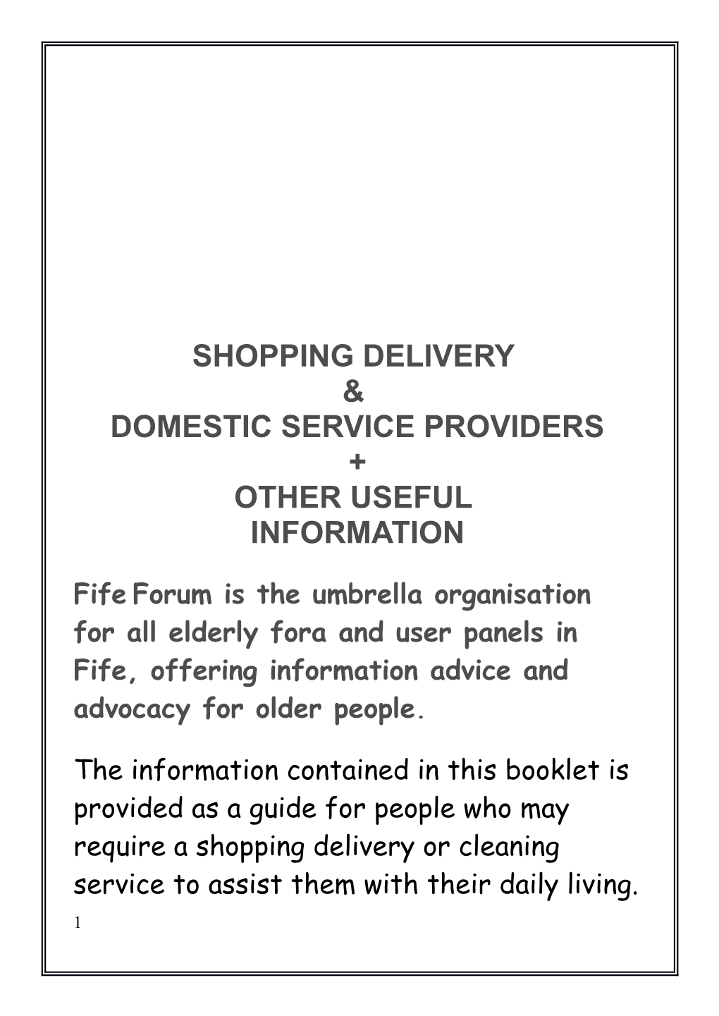 Fife Elderly Forum Executive