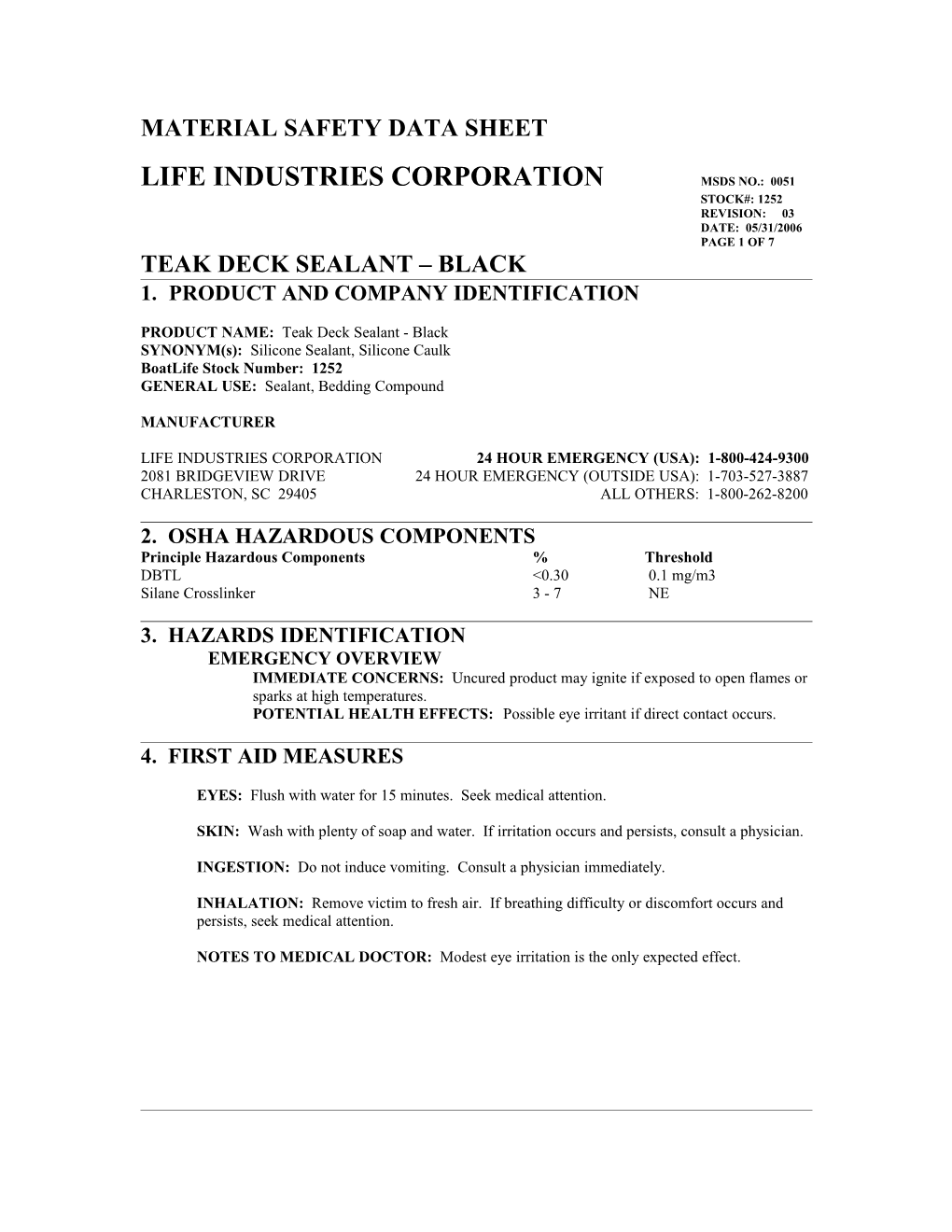 Material Safety Data Sheet s25