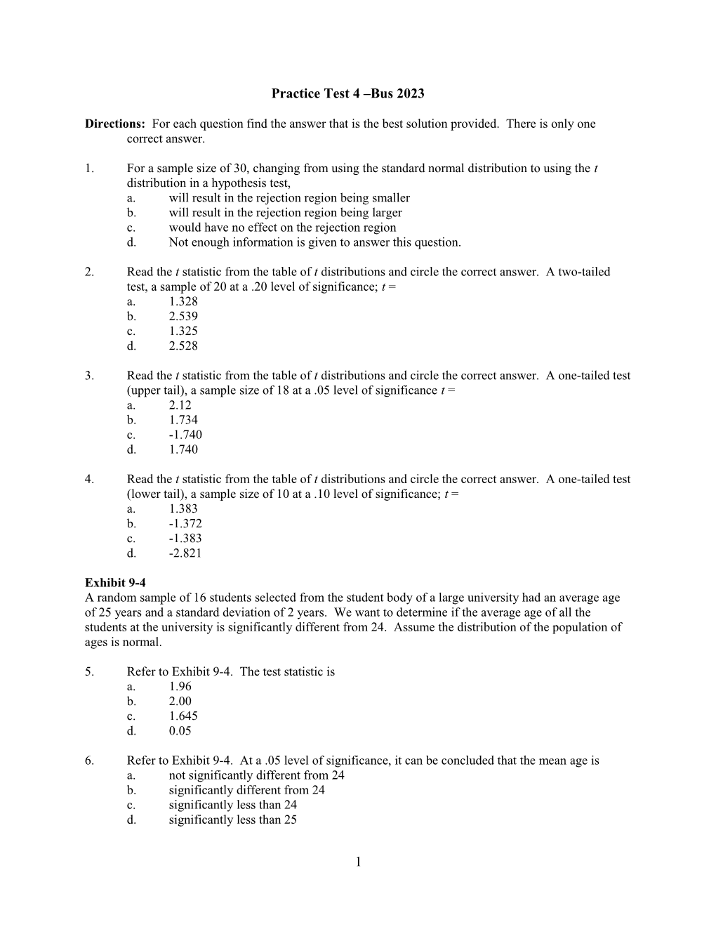 Practice Test 4 Bus 2023