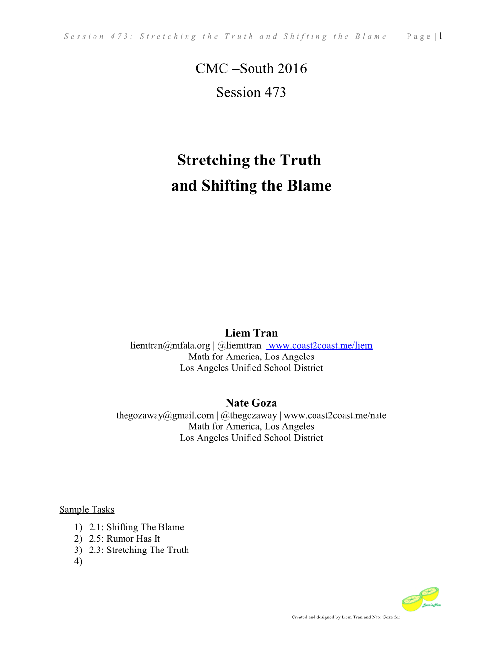 Session 473: Stretching the Truth and Shifting the Blame Page 1