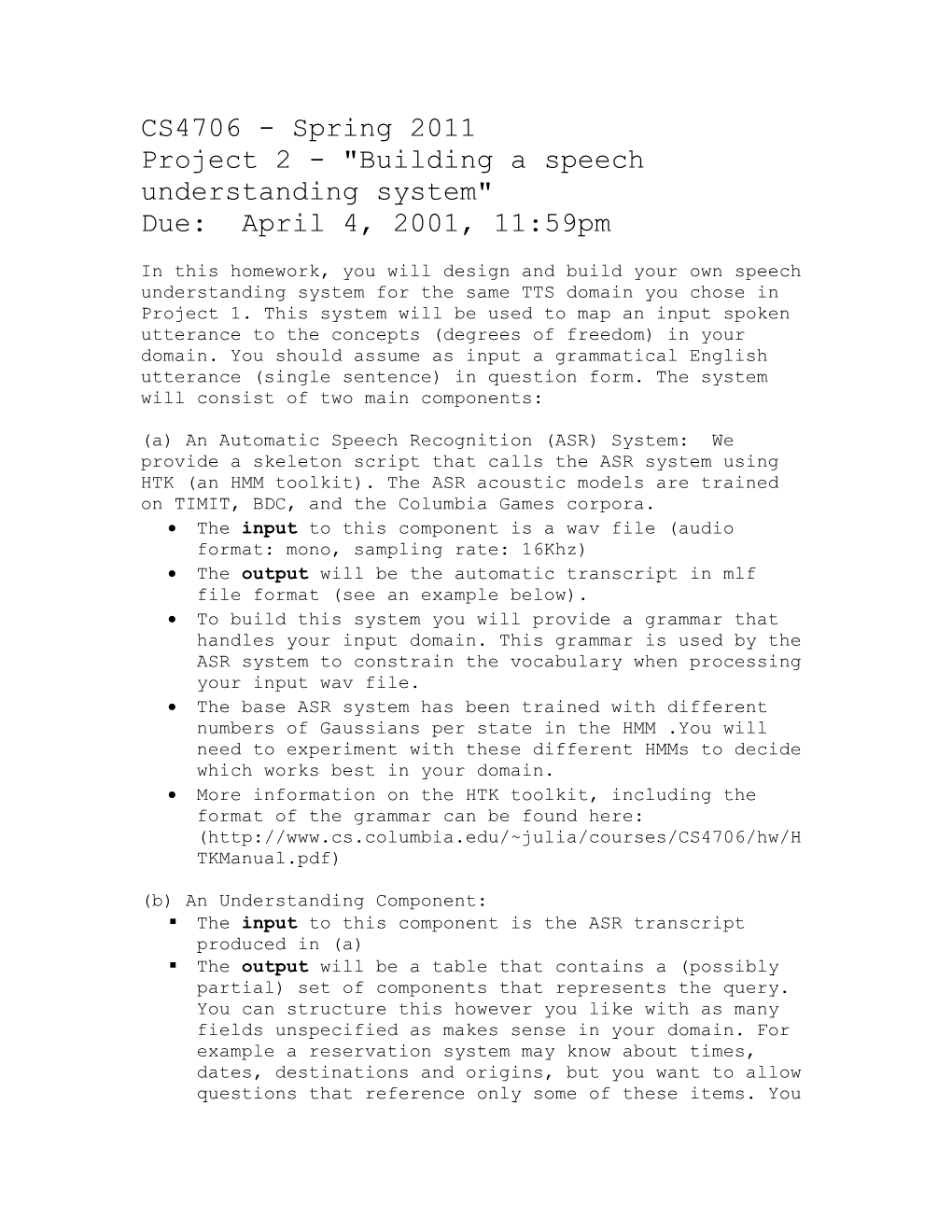 Project 2 - Building a Speech Understanding System