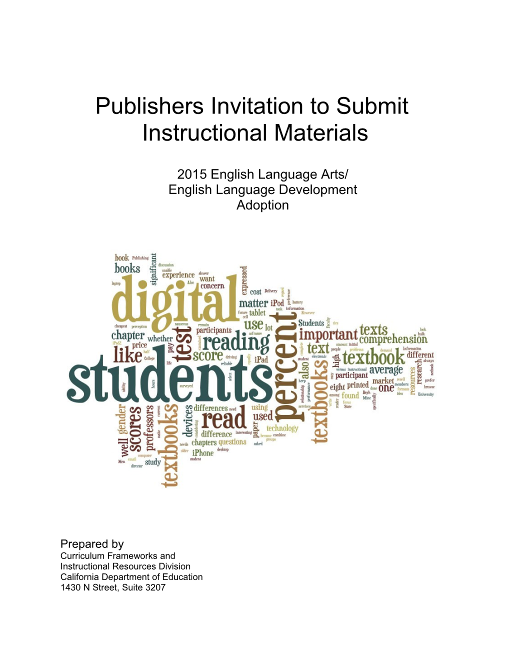 2015 ELA/ELD Invitation to Submit (Instructional Resources) CA Dept of Education