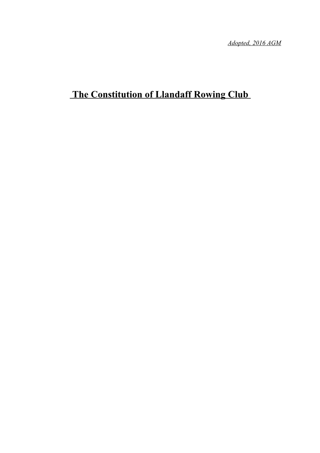 The Constitution of Llandaff Rowing Club