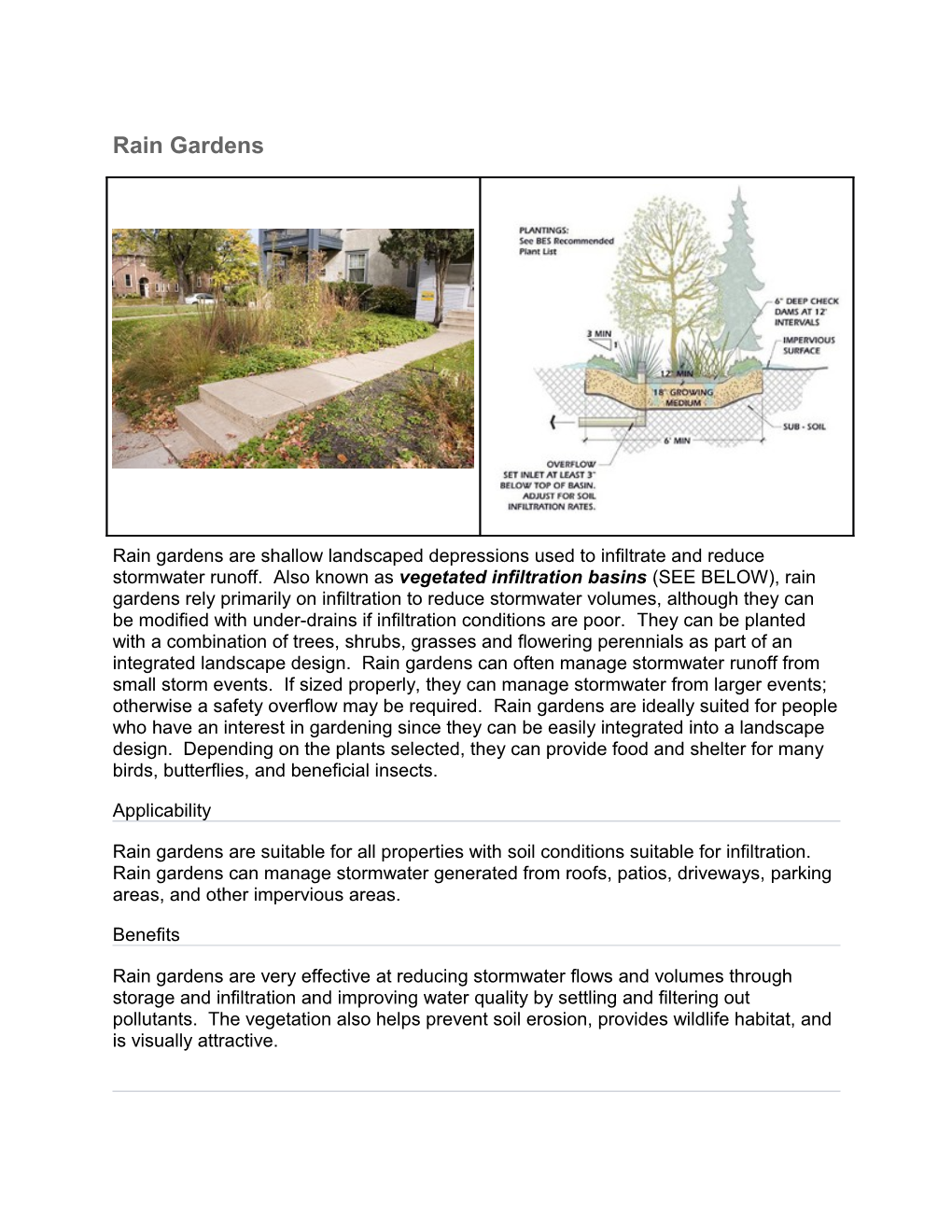 Rain Gardens Are Suitable for All Properties with Soil Conditions Suitable for Infiltration