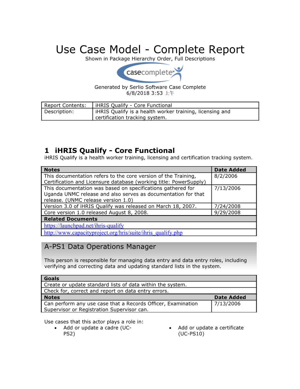 Use Case Model - Complete Report