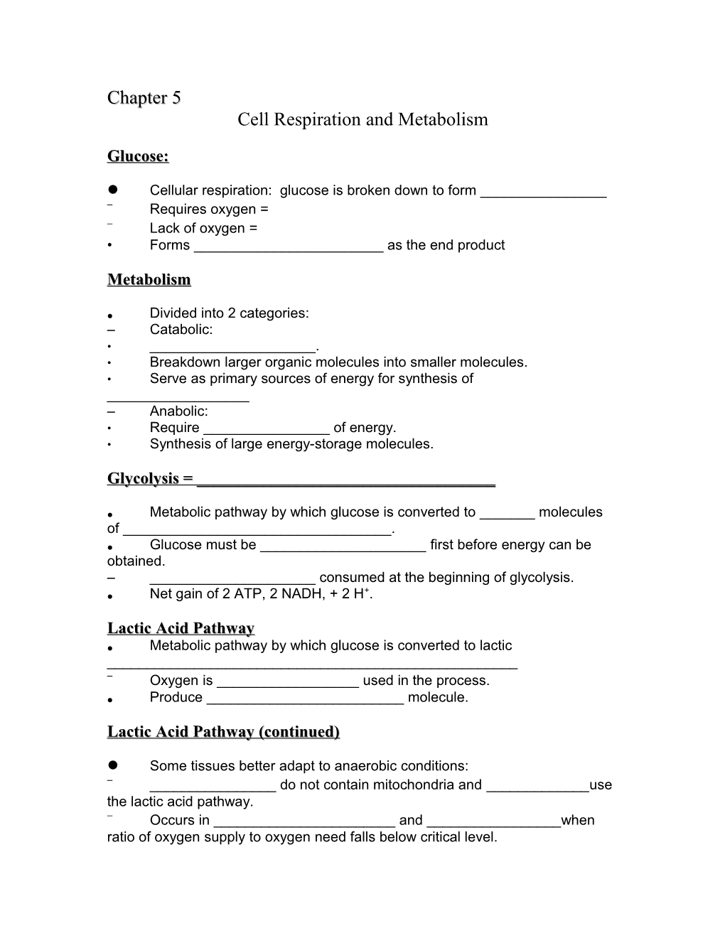 Cell Respiration and Metabolism