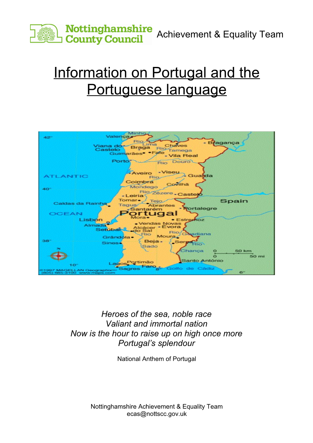 Information on Portugal and the Portuguese Language