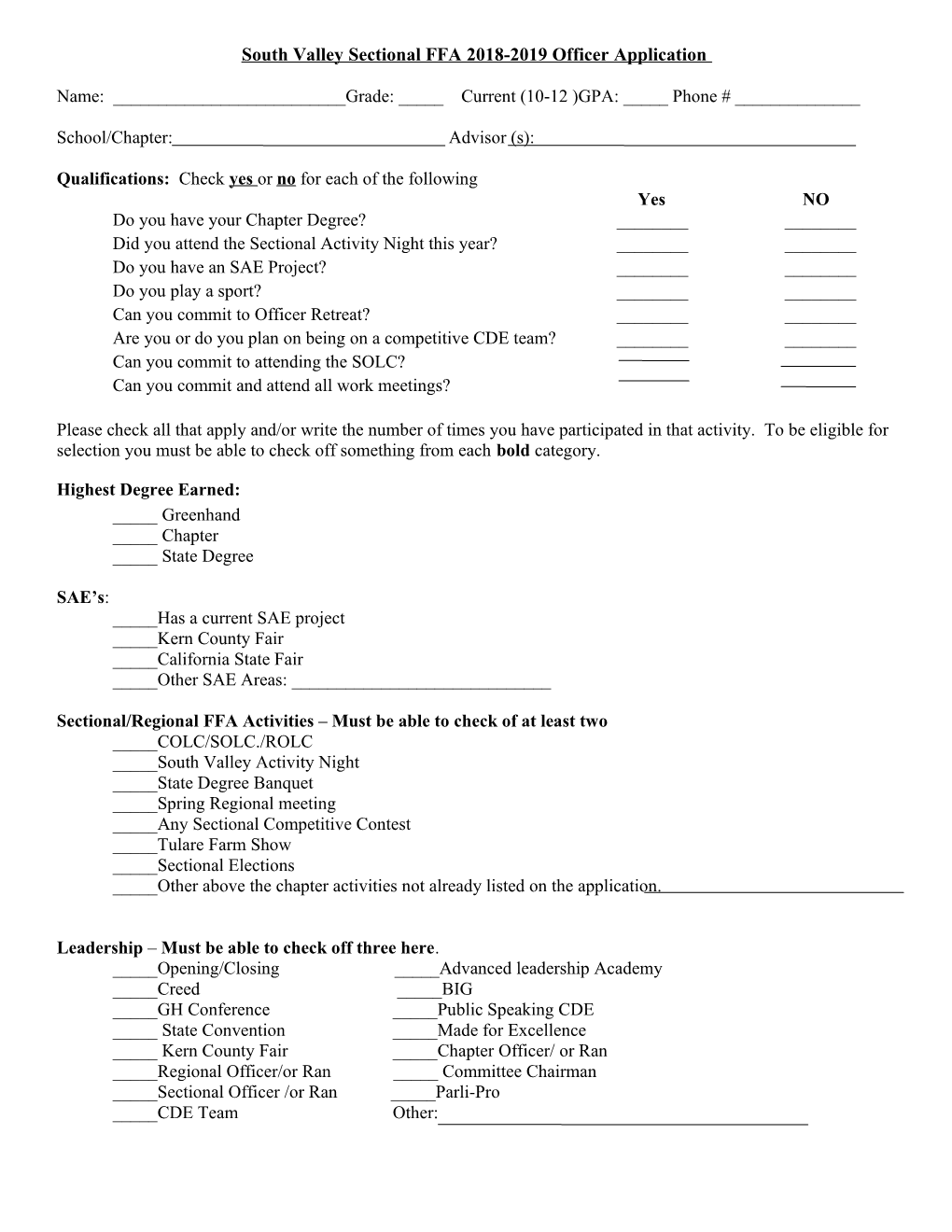 Frontier Ffa Officers Eligibility Rules