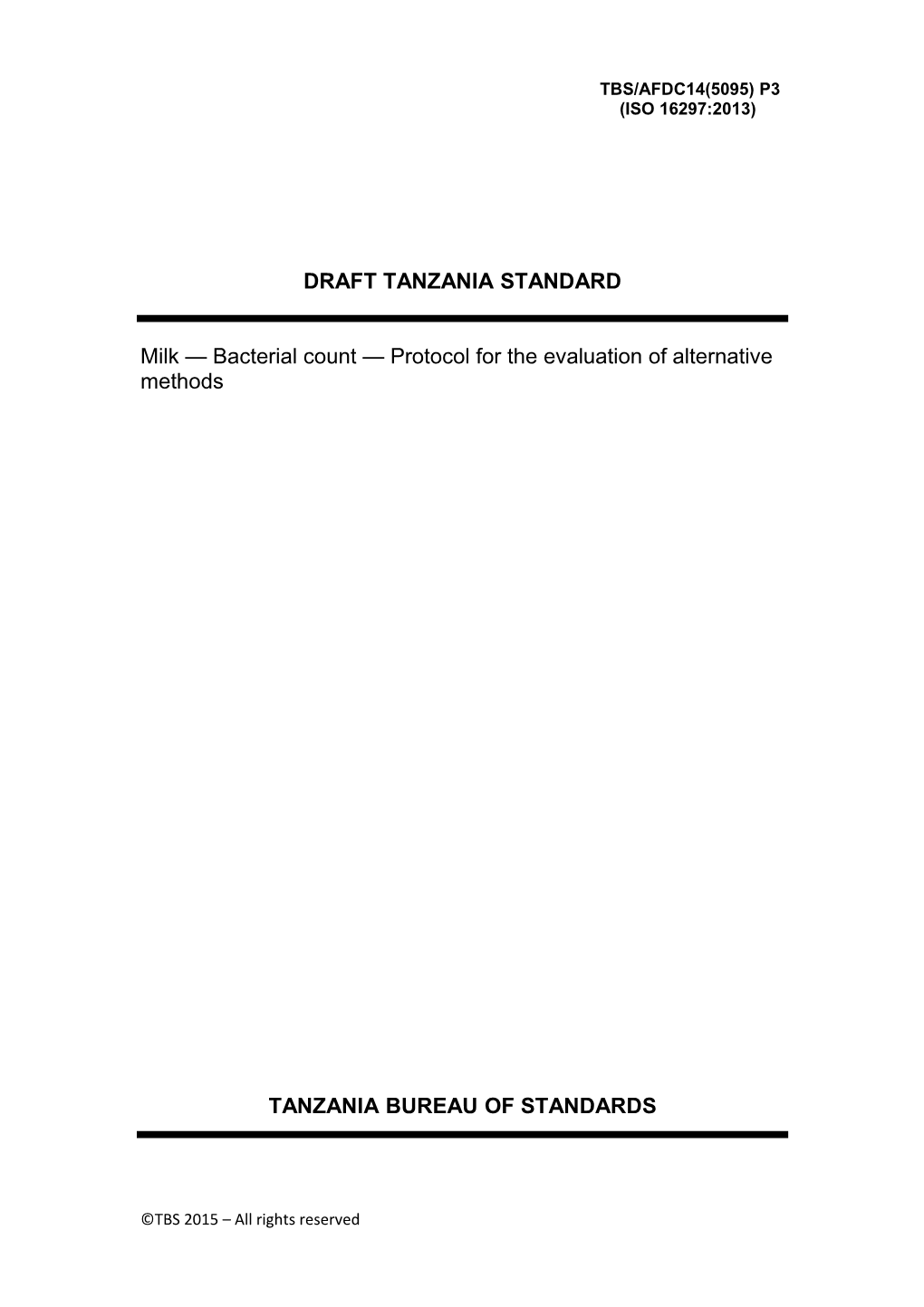 Draft Tanzania Standard