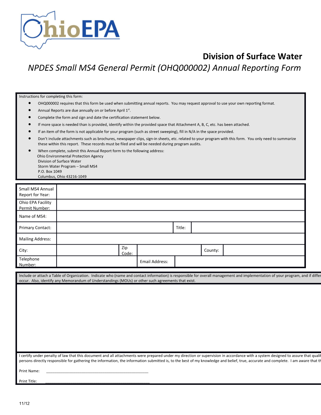 Small Ms4 Annual Report Form