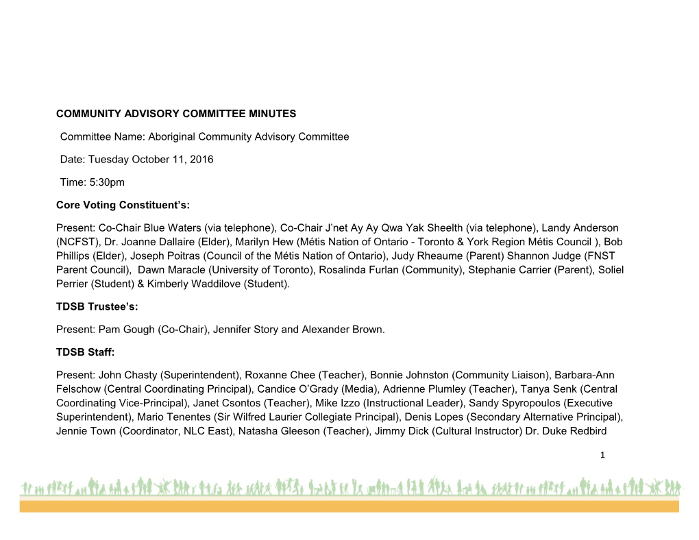 Community Advisory Committee Minutes