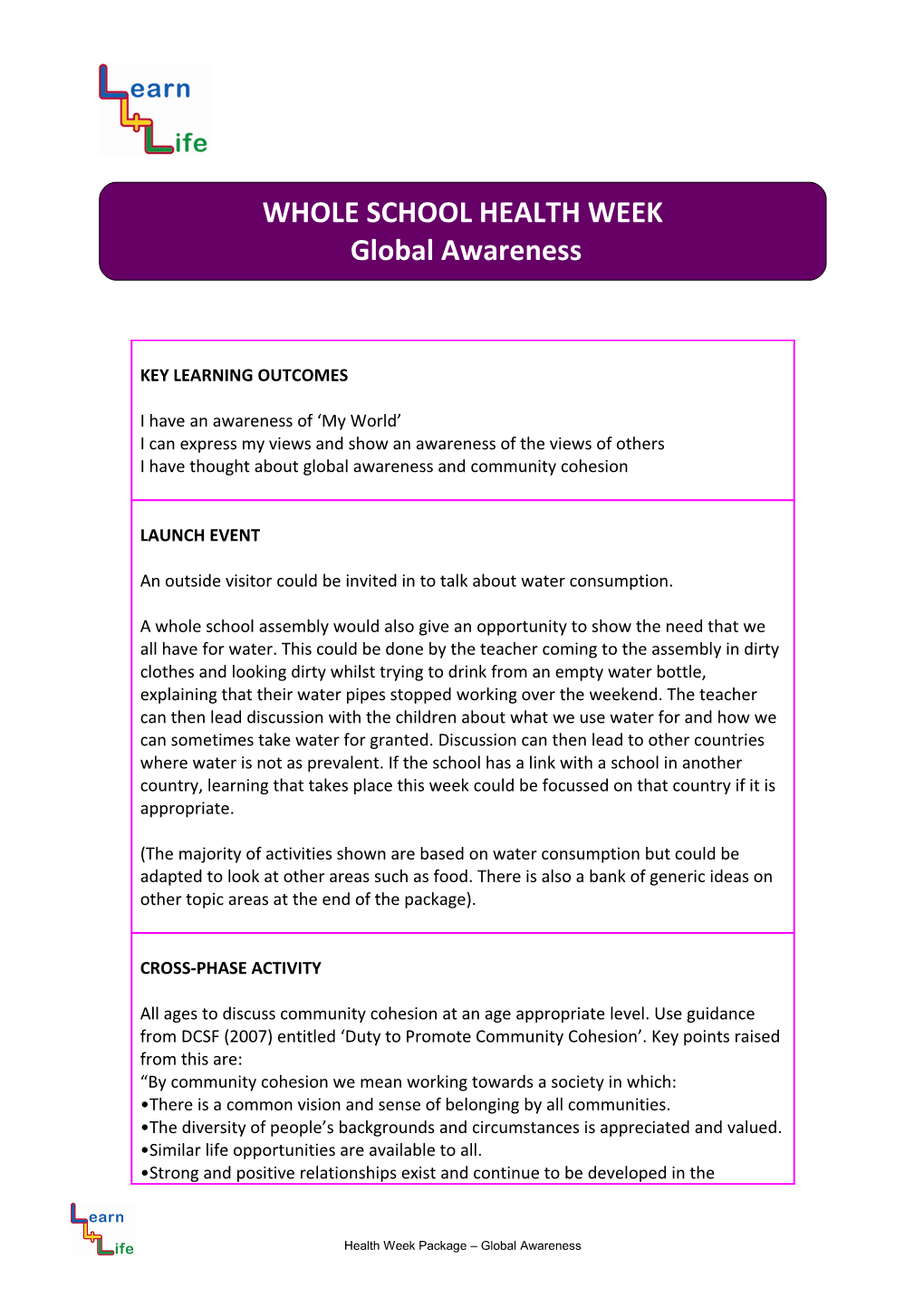 Health Week Package Global Awareness
