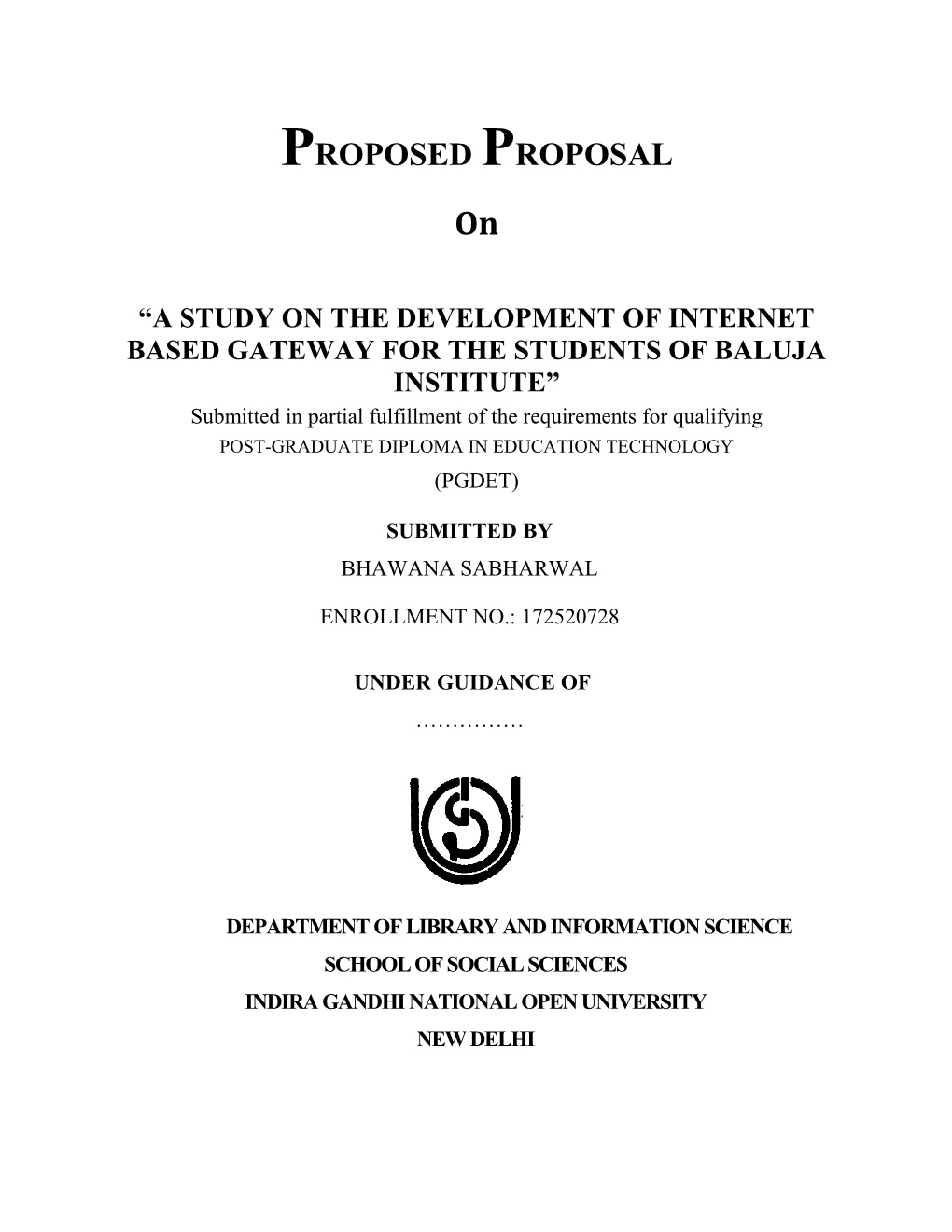 A Study on the Development of Internet Based Gateway for the Students of Baluja Institute