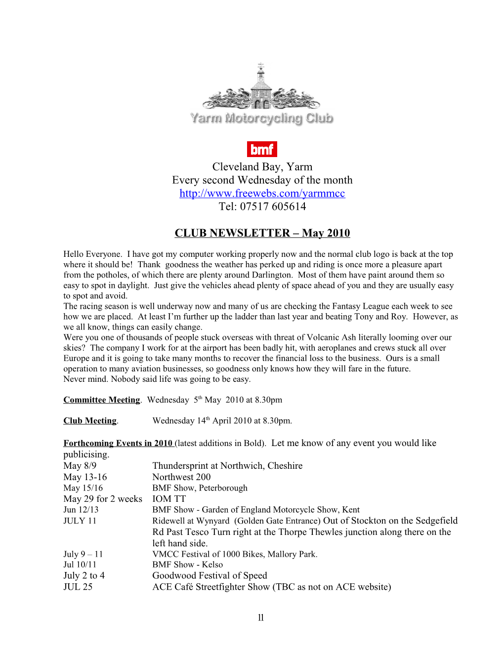 Yarm Motorcycling Club Newsletter September 2007 s1