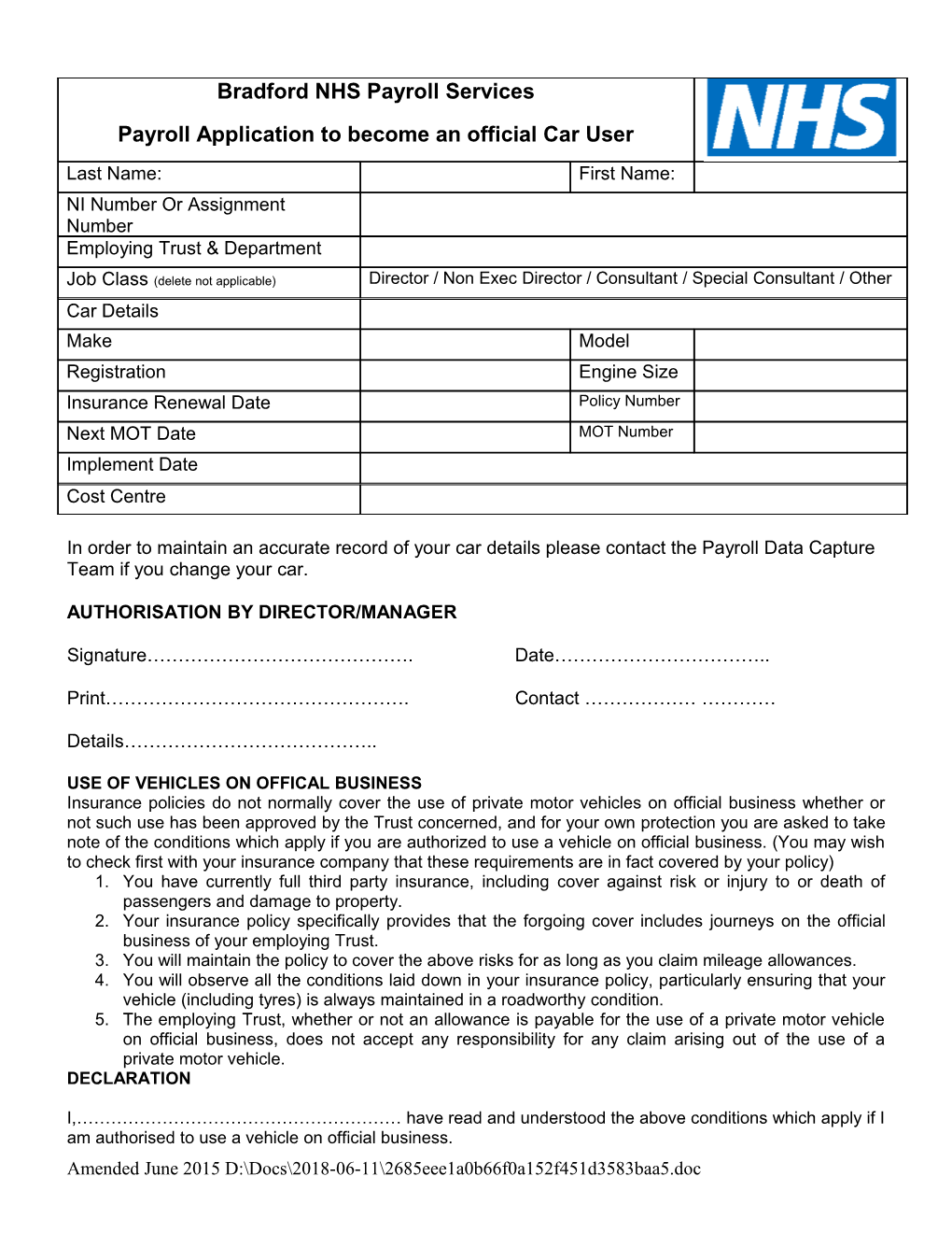 Aire Valley NHS Payroll