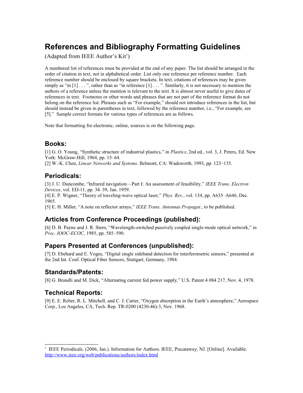 References and Bibliography Formatting Guidelines