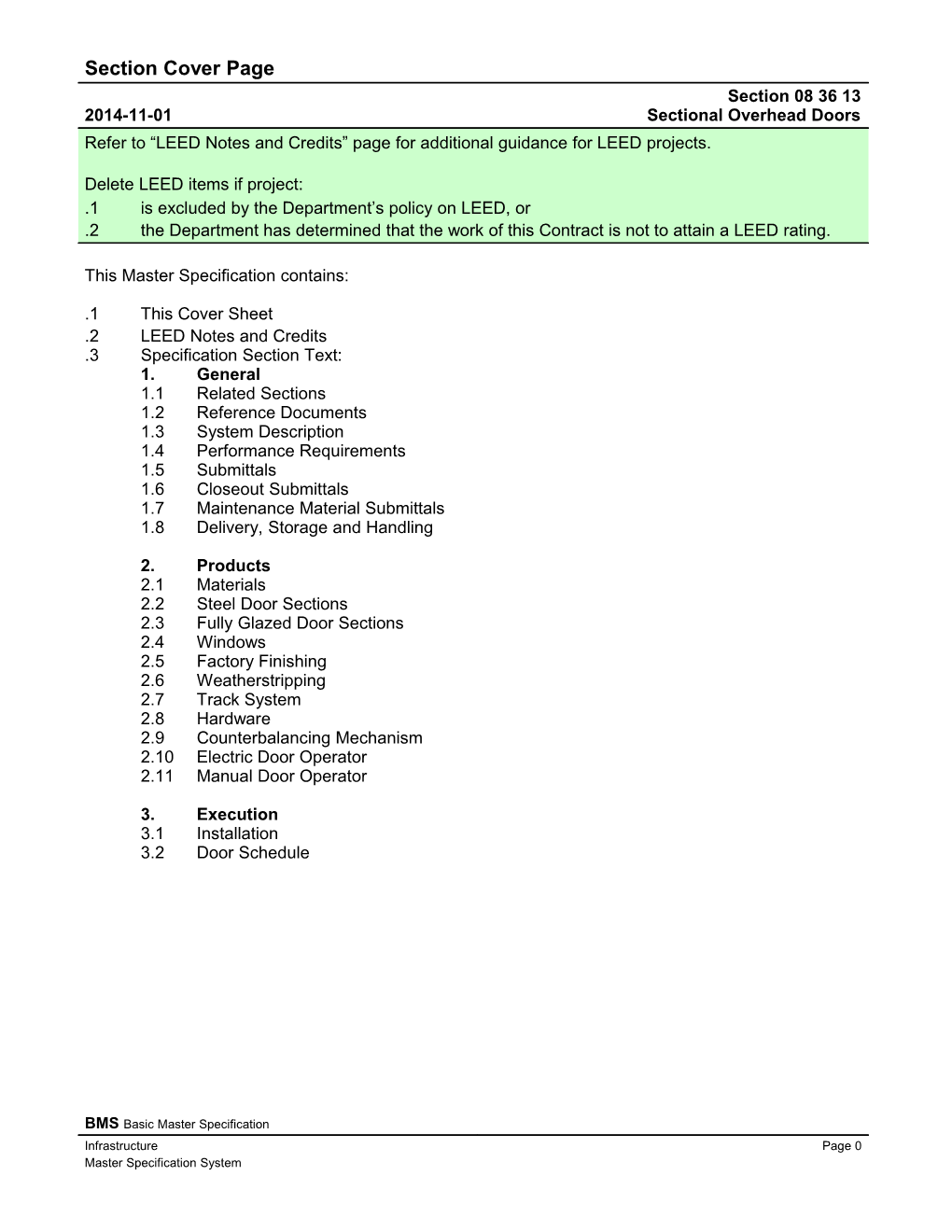 08 36 13 (08360) - Sectional Overhead Doors