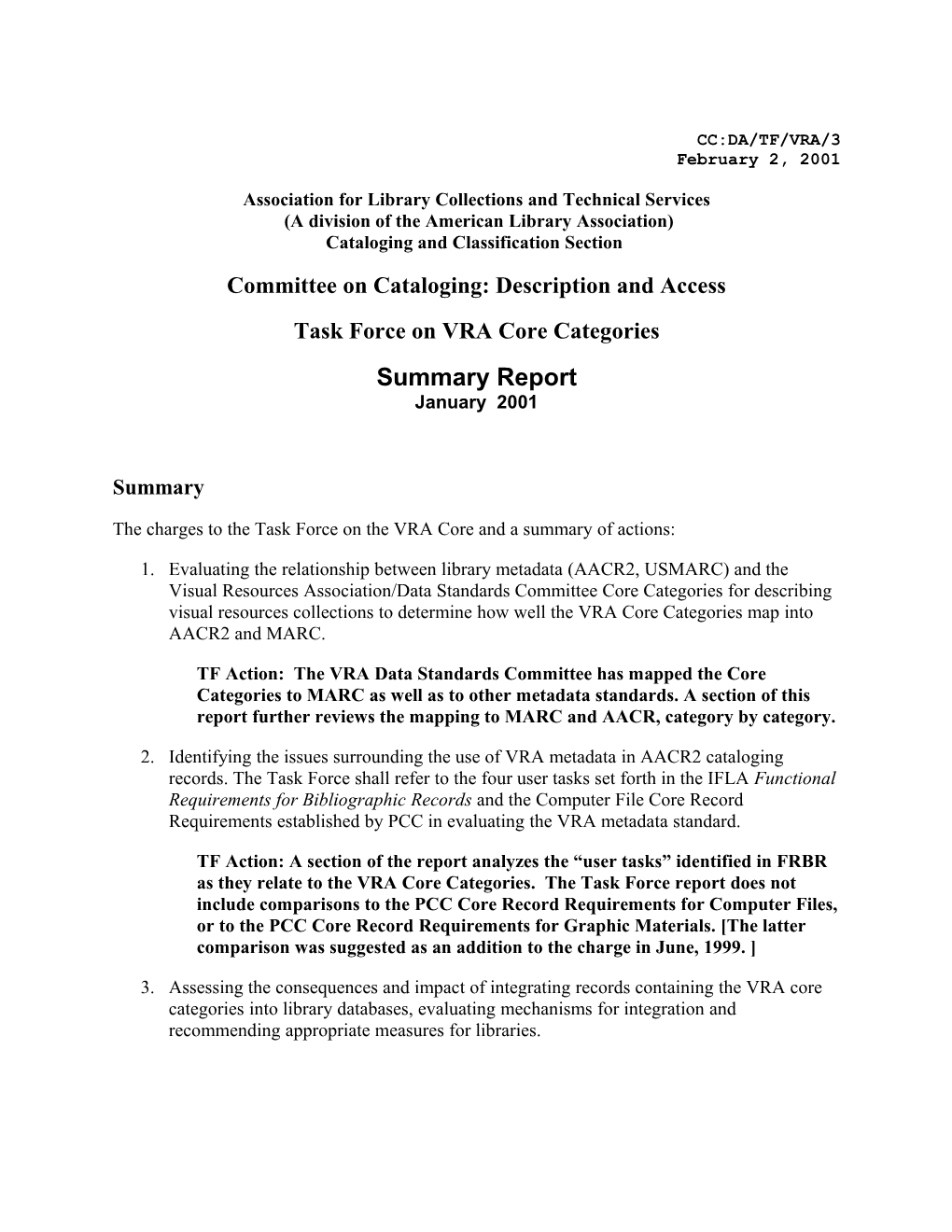 CC:DA Task Force on VRA Core Categories