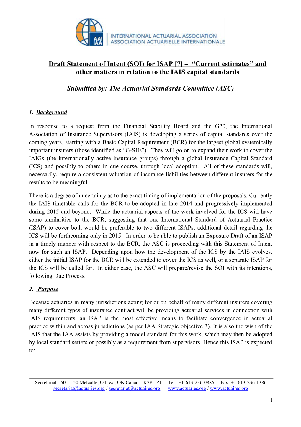 Proposed SOI for an ISAP on Iaiscapital Requirements