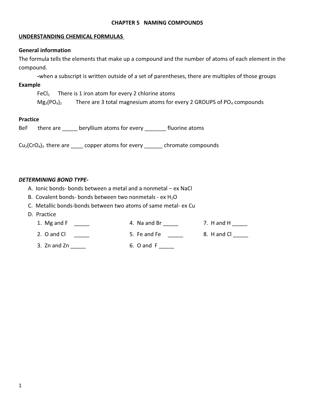 Chapter 5 Naming Compounds