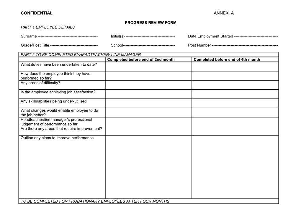 Progress Review Form