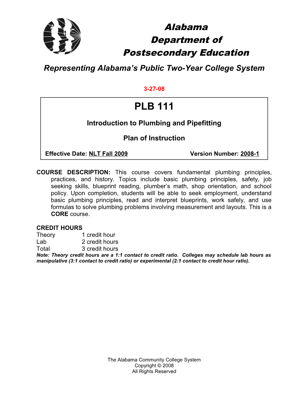 PLB 111 - Introduction to Plumbing