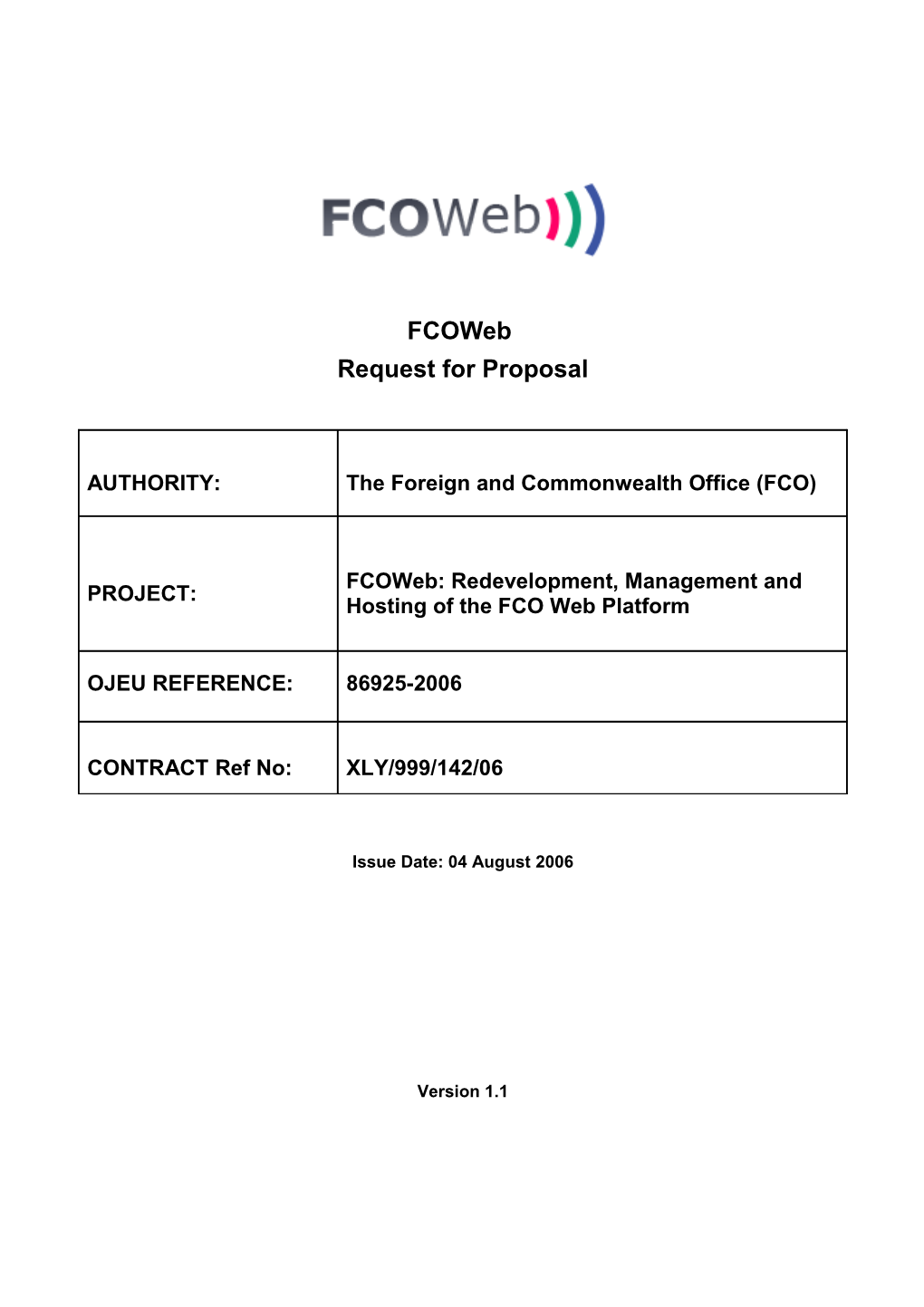 Fcoweb Request for Proposal