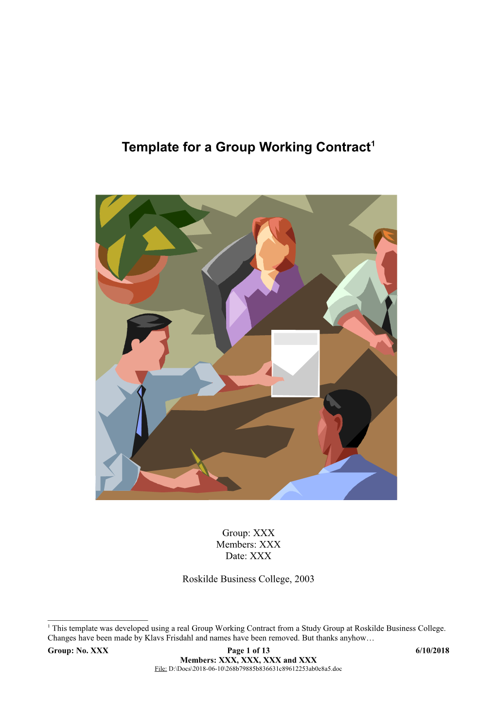 Template for a Group Working Contract 1