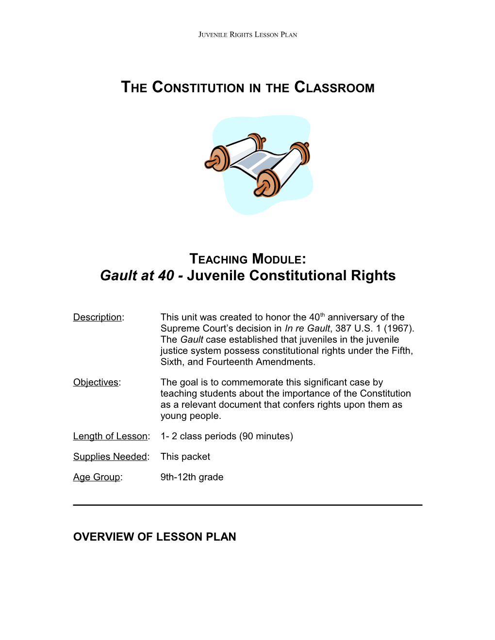 Right to Counsel Gault Lesson Plan