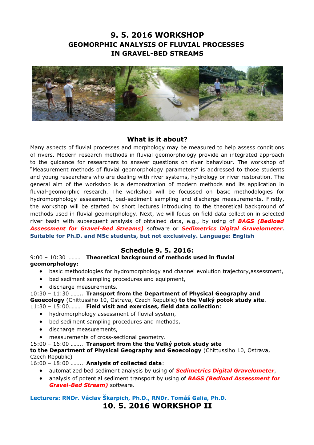 Geomorphic Analysis of Fluvial Processes