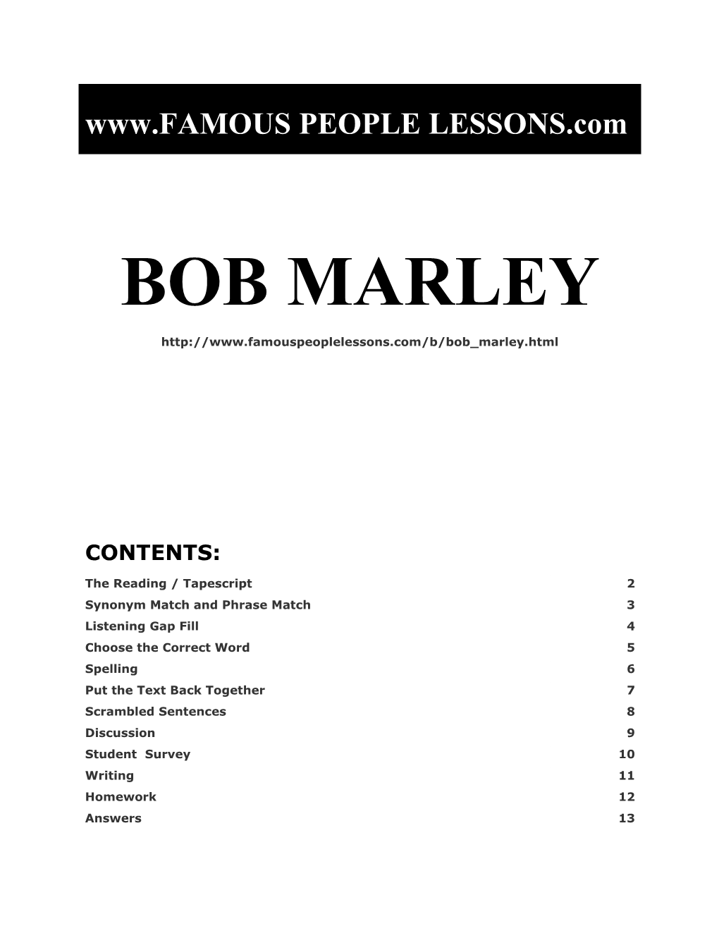 Famous People Lessons - Bob Marley