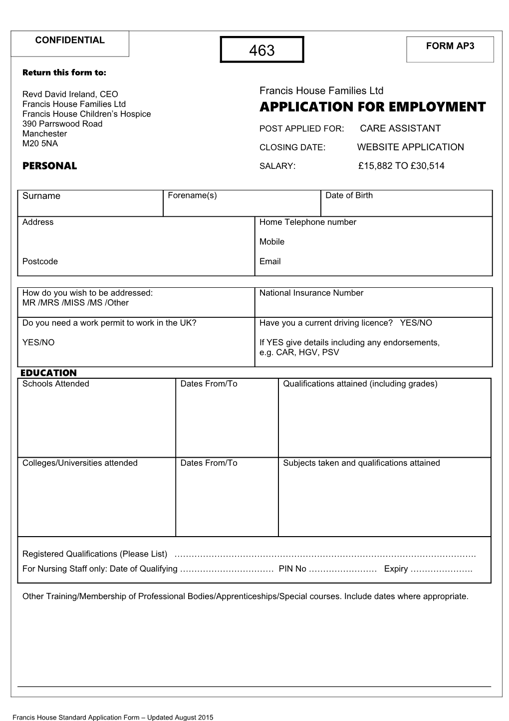 EMPLOYMENT HISTORY (Current Or Most Recent Employer First)