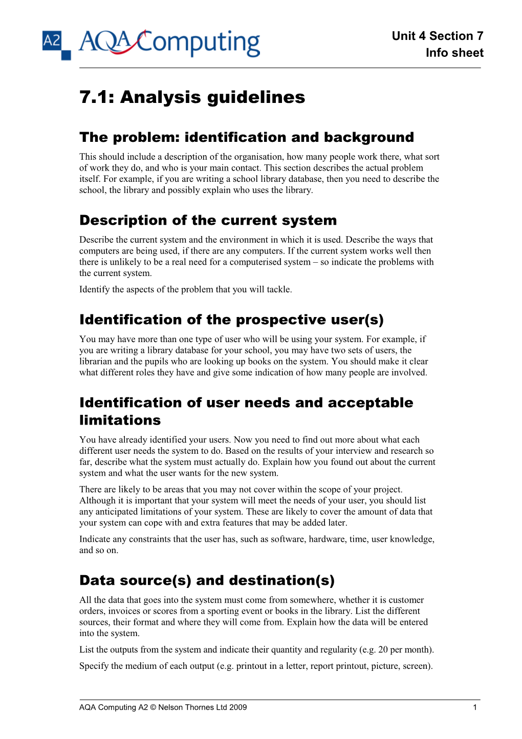 AQA A2 Level Computing s1